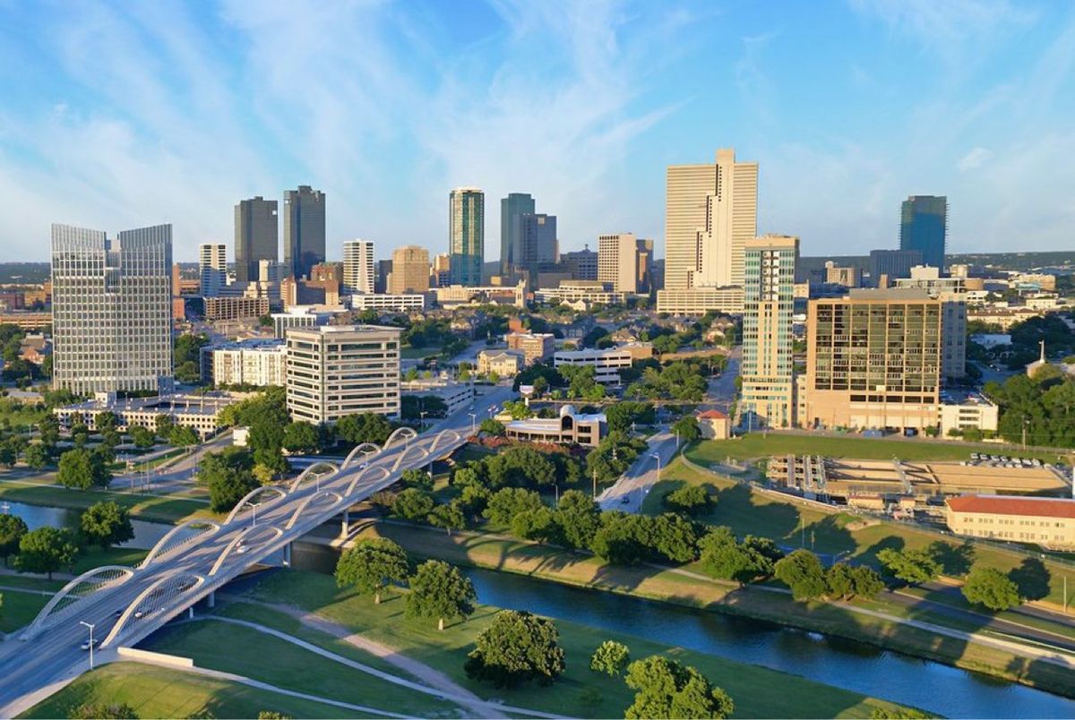 Downtown Fort Worth and the Trinity River bridge